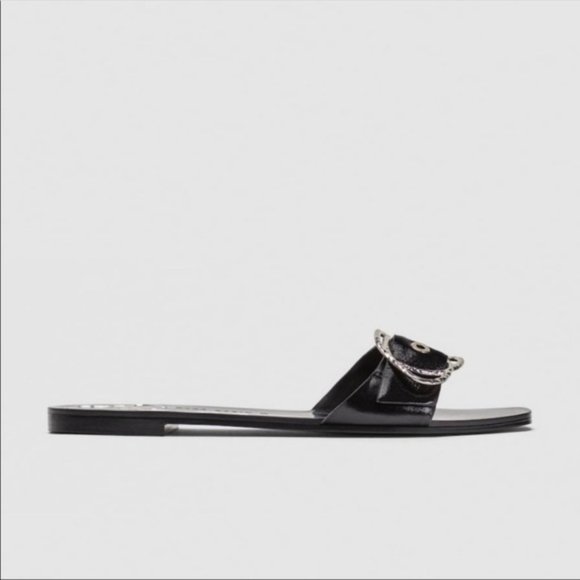 Zara Leather Flat Buckle Sandals EUR 38 - Picture 5 of 7